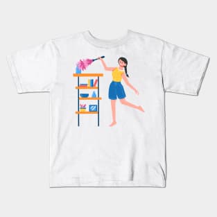 Hand Drawn "Woman In Cleaning" Kids T-Shirt